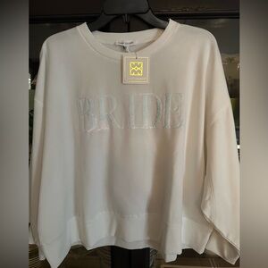 Mary Square BRIDE white sweatshirt. NWT super soft. Size Medium.